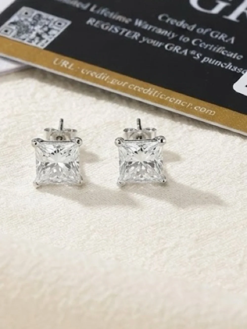 NWT 4.0 CTW Princess Cut Moissanite Stud Earrings | .925 Sterling Silver